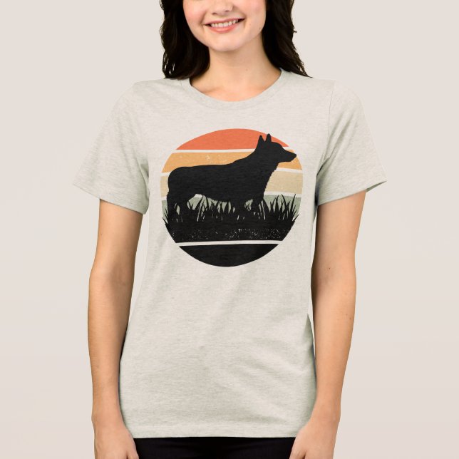 T-shirt En Tri-matière Retro Corgi Sunset (Recto)