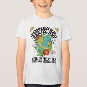 T-shirt En Tri-matière Retro Demain A Besoin De Vous 988 Prévention Du Su