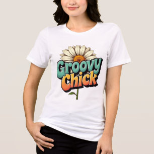 T-shirt En Tri-matière Rétro Groovy Fille de Pâques Daisy Fleur de pouvoi
