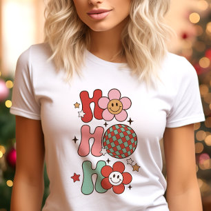 T-shirt En Tri-matière Retro Ho Ho Ho Fleur colorée Noël