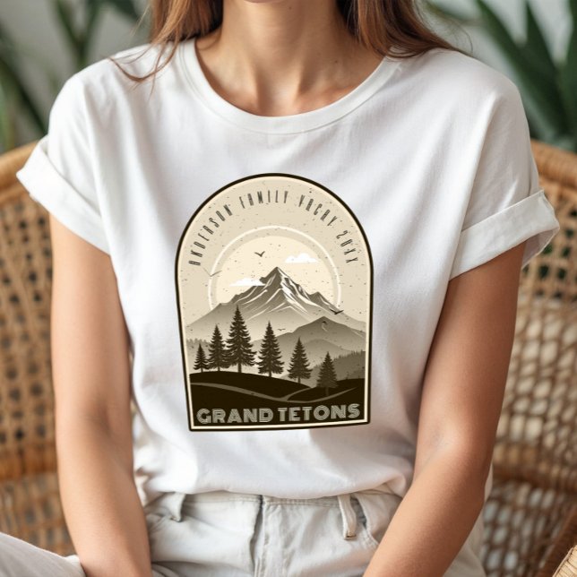 T-shirt En Tri-matière Retro Mountain Family Vacation Brown ID1136 (Créateur téléchargé)