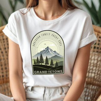 T-shirt En Tri-matière Retro Mountain Vacances en Famille Vert ID1136
