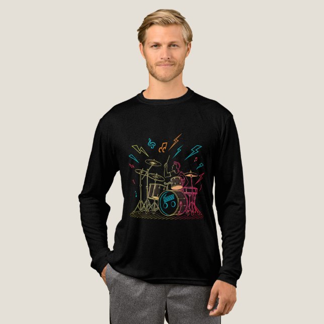 T-shirt En Tri-matière Retro Neon Drummer (Recto complet)