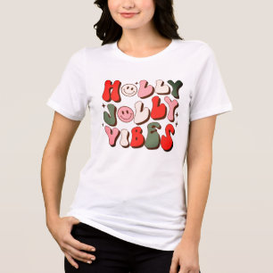 T-shirt En Tri-matière Retro Noël Holly Jolly Vibes Vacances tendance
