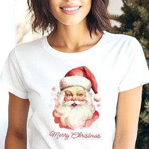 T-shirt En Tri-matière Rétro Père Noël à l'aquarelle Noël