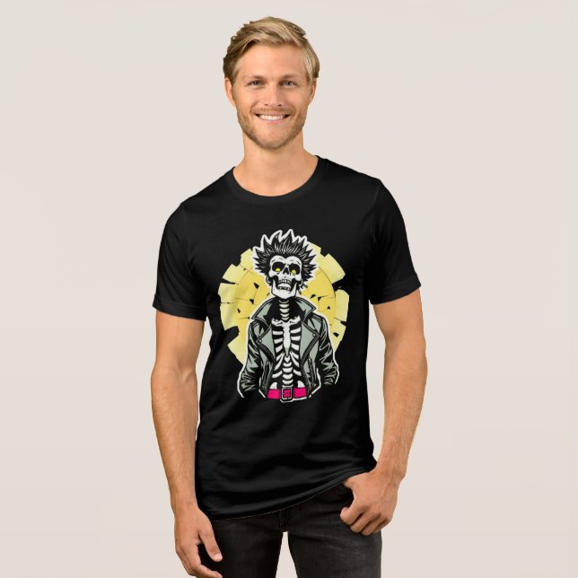 T-shirt En Tri-matière Retro Punk Skeleton : Tri-Blend Tee Coolness (Recto plein)