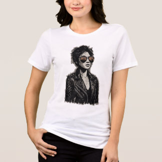 T-shirt En Tri-matière Retro Rock Girl Graphic – Grunge Vintage ArT-Shirt
