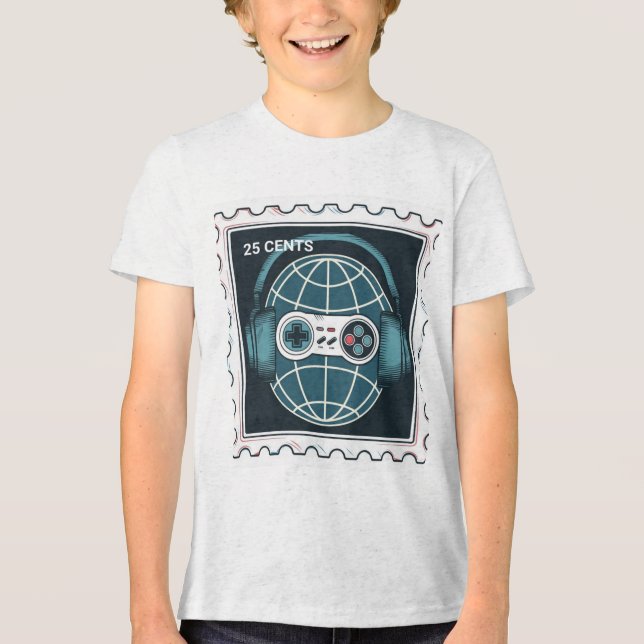 T-SHIRT  EN TRI-MATIÈRE RETRO STAMP OF GAME CONTROLLER (Recto)