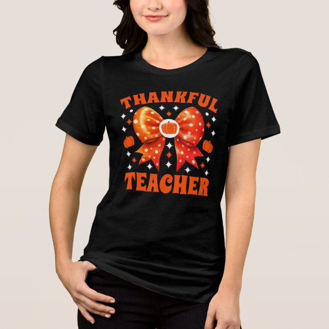 T-shirt En Tri-matière Retro Thanksgiving Enseignant Coquette Bow (Recto)