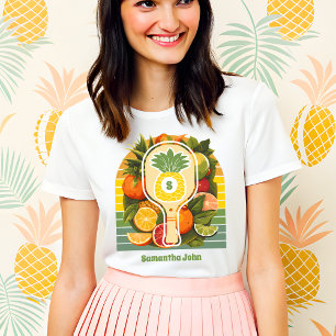 T-shirt En Tri-matière Retro Tropicale Ananas Pickleball Shower de Mariag