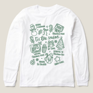 T-shirt En Tri-matière Retro Whimsical Festive Green Christmas Doodles