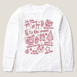 T-shirt En Tri-matière Retro Whimsical Festive Red Christmas Doodles