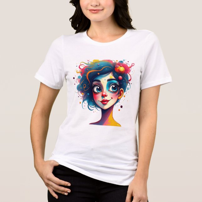 T-shirt En Tri-matière "Rêve chromatique" - Portrait Pop Art Abstrait (Recto)