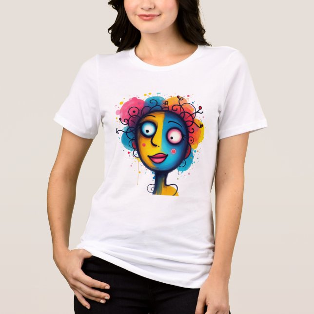 T-shirt En Tri-matière "Rêve chromatique" - Portrait Pop Art Abstrait (Recto)