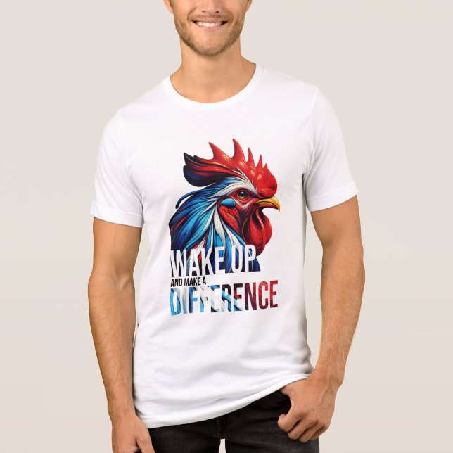 T-SHIRT  EN TRI-MATIÈRE RÉVEILLEZ-VOUS ET FAITES UNE DIFFÉRENCE (Recto)