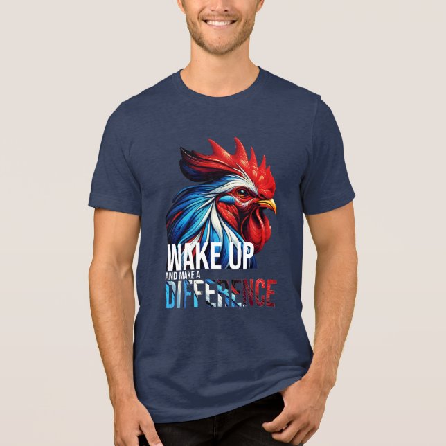 T-SHIRT  EN TRI-MATIÈRE RÉVEILLEZ-VOUS ET FAITES UNE DIFFÉRENCE (Recto)