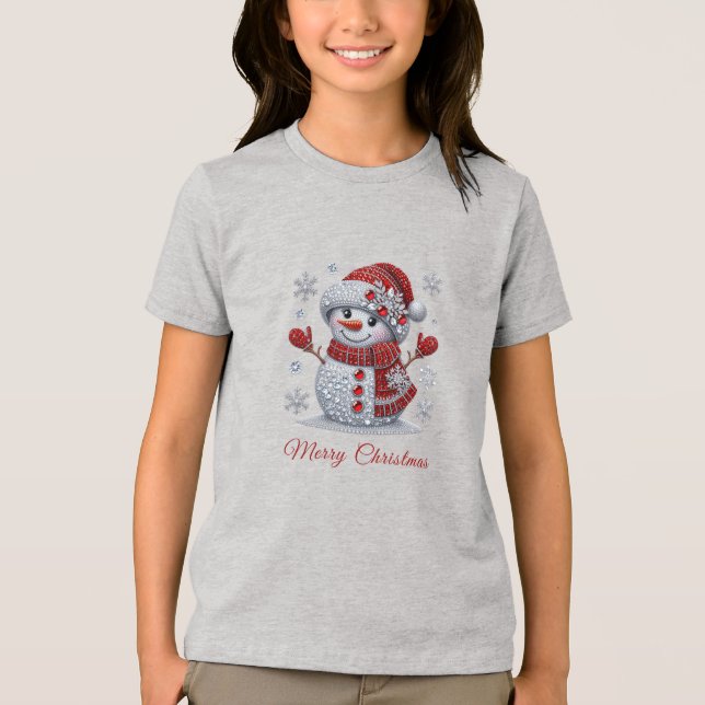 T-shirt En Tri-matière Rhinestones Snowman Holiday (Recto)