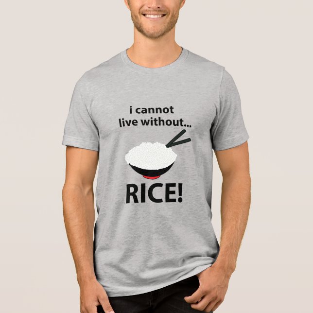 T-shirt En Tri-matière Rice Bowl Je ne peux pas vivre sans riz (Recto)