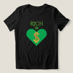 T-SHIRT EN TRI-MATIÈRE RICH SOUL VERT NOIR RICH@COEUR GRAPHIQUE FEMME