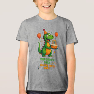 T-shirt En Tri-matière Roaring en 5 - Dino Anniversaire Design