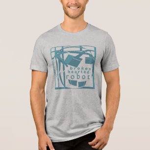 T-shirt En Tri-matière "Robot au coeur brisé" Aqua Blue Humour Design