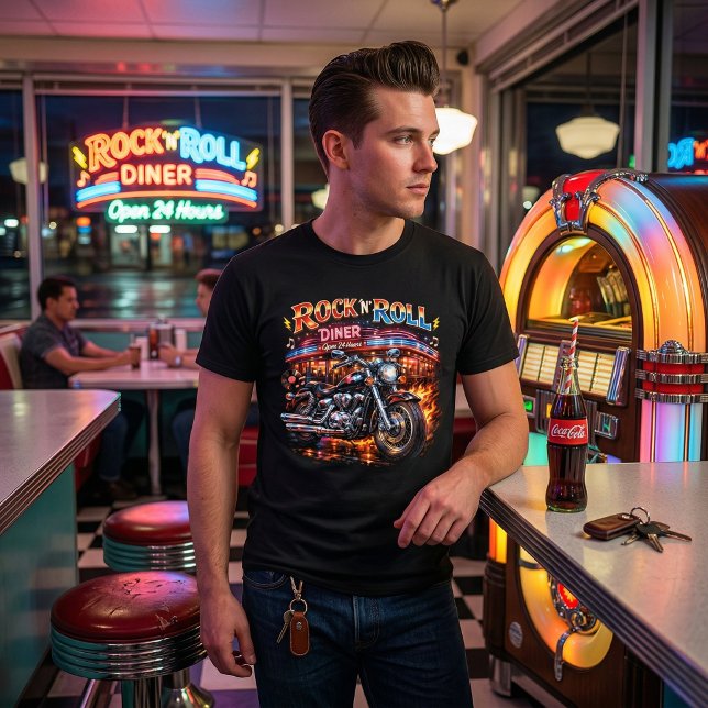 T-shirt En Tri-matière Rock 'N' Roll Diner Retro Biker (Créateur téléchargé)