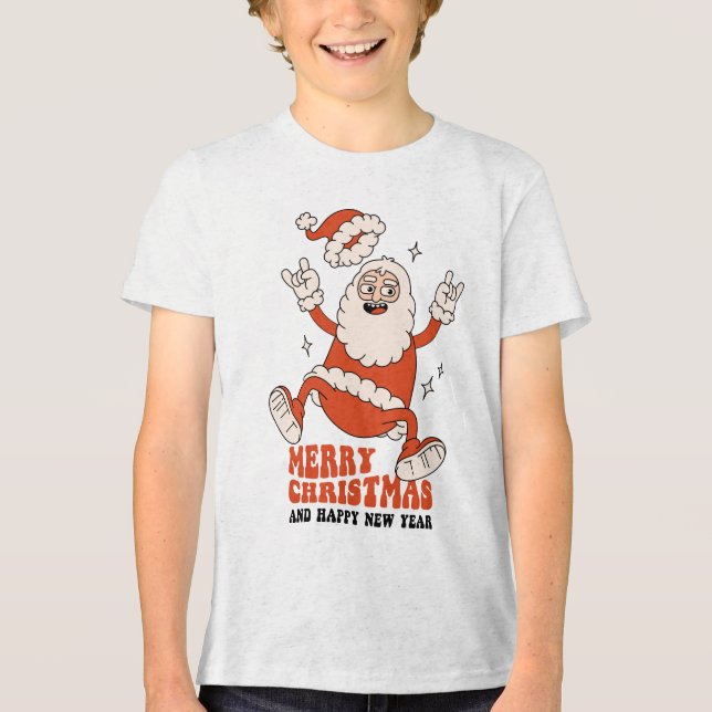 T-shirt En Tri-matière Rockin' Santa Claus - Un Noël joyeux et bruyant (Recto)