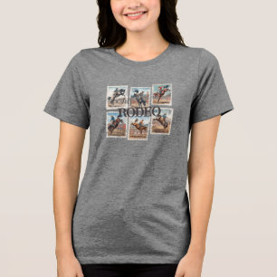 T-shirt En Tri-matière Rodéo Cow-boy Occidental Cheval Ruant