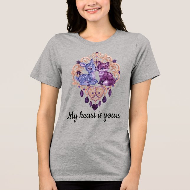 T-shirt En Tri-matière Romantic Crystal Animals Custom Couple (Recto)