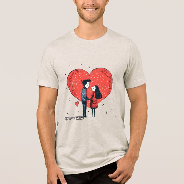 T-shirt En Tri-matière Romantique Coeur Graphique T-Chemise -Saint-Valent (Recto)
