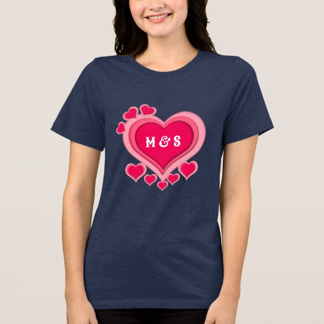 T-shirt En Tri-matière Romantique Coeur rose Saint Valentin (Recto)