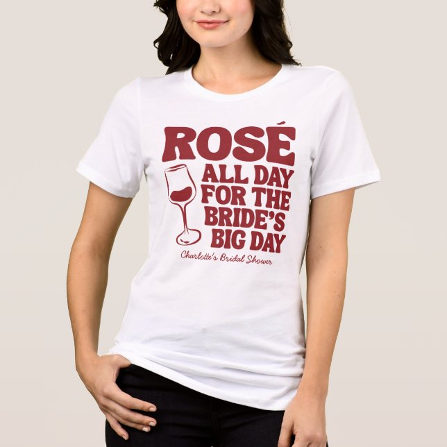 T-shirt En Tri-matière Rose All Day Burgundy Enterrement de Vie de Jeune  (Recto)