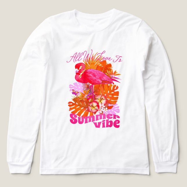 T-shirt En Tri-matière Rose flamant d'été (Motif recto)