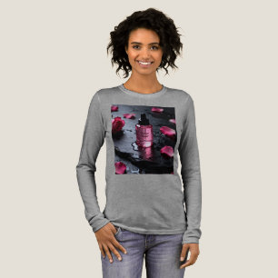 T-shirt En Tri-matière Rose Noir Luxe Soins de la Peau Esthétique Manches