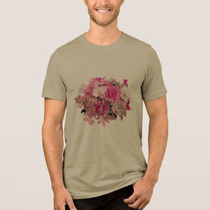T-shirt En Tri-matière • Rose & Orchid Typographie Imprimée