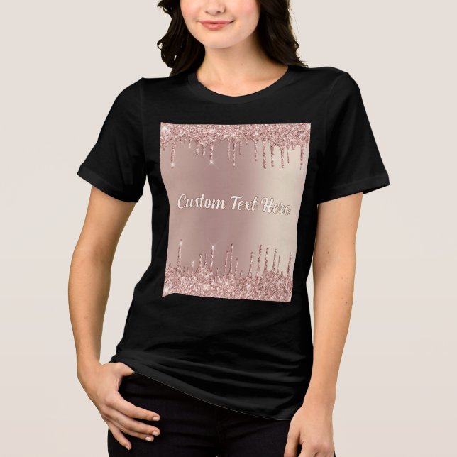 T-shirt En Tri-matière Rose Parties scintillant or Sparkly Texte personna (Recto)