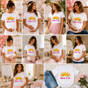 T-shirt En Tri-matière Rose Rêveuse Et Maman Future En Or