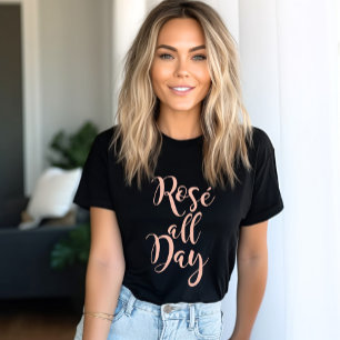T-shirt En Tri-matière Rosé Rose toute la journée Gold Modern Script fem