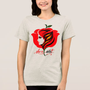 T-shirt En Tri-matière Rose rouge Art floral