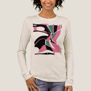 T-shirt En Tri-matière Rose Turquoise Vert noir Mauve scintillant Art Abs