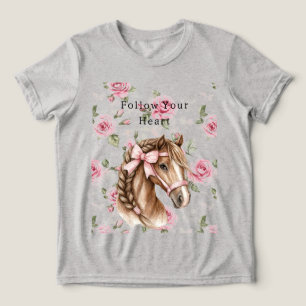 T-shirt En Tri-matière Roses Fleurs Jolies Cheval Rose Arc Rose