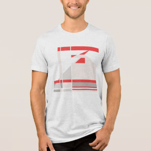 T-shirt En Tri-matière Rouge Beige gris géométrique Art Abstrait MCM Look