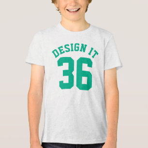 T-shirt En Tri-matière Rouge Blanc & Emerald Green Kids   Sports Jersey