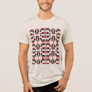 T-shirt En Tri-matière Rouge foncé Noir Petites formes Carrelées Lignes A