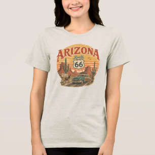 T-shirt En Tri-matière Route 66 de l'Arizona : Coucher de soleil vintage
