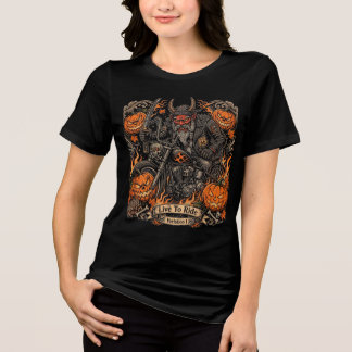T-shirt En Tri-matière Route 66 Halloween Biker ,Vivre pour Rouler Varion