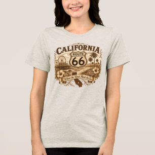 T-shirt En Tri-matière Route 66 Rétro Sépia Jetée de Santa Monica Califor