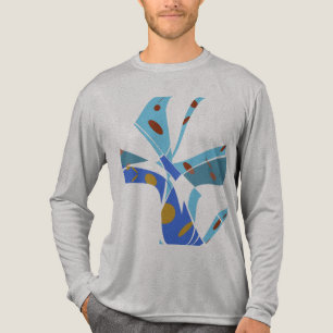 T-shirt En Tri-matière Royal Blue Turquoise avec cercles Abstrait Flower