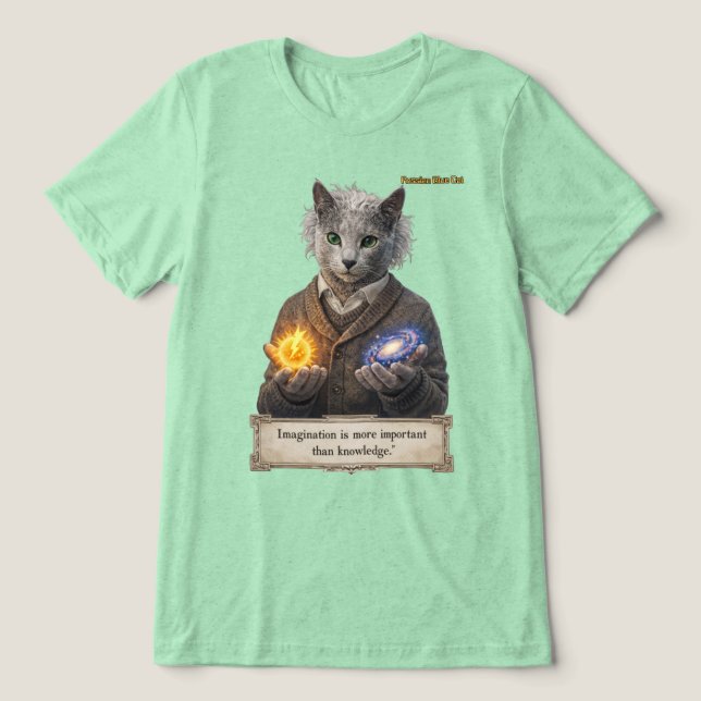 T-shirt En Tri-matière Russian Blue Einstein Cat - Imagination (Design Recto)