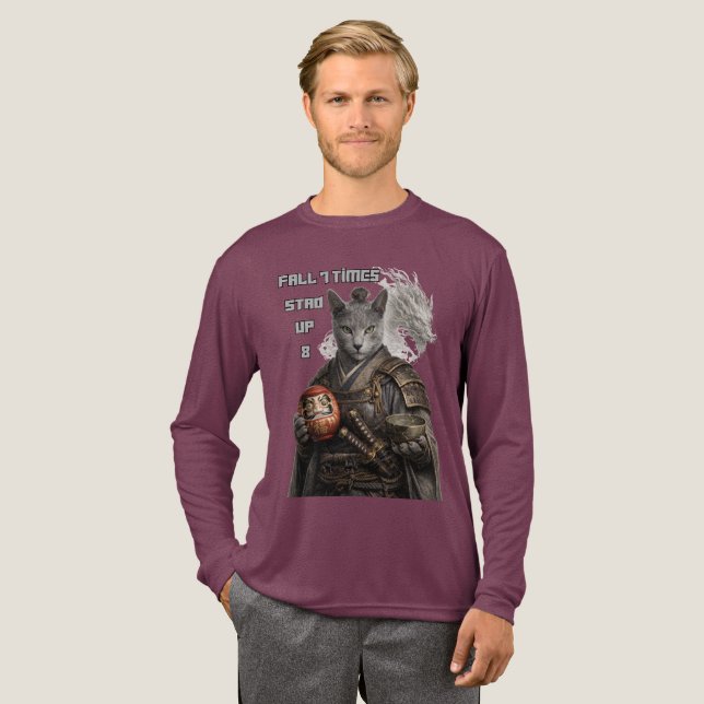 T-shirt En Tri-matière Russian Blue Samurai Cat (Recto complet)